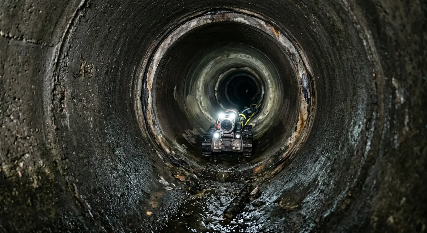 Robotic sewer camera inspecting pipe interior for Sewer Line Repair in Littlefield